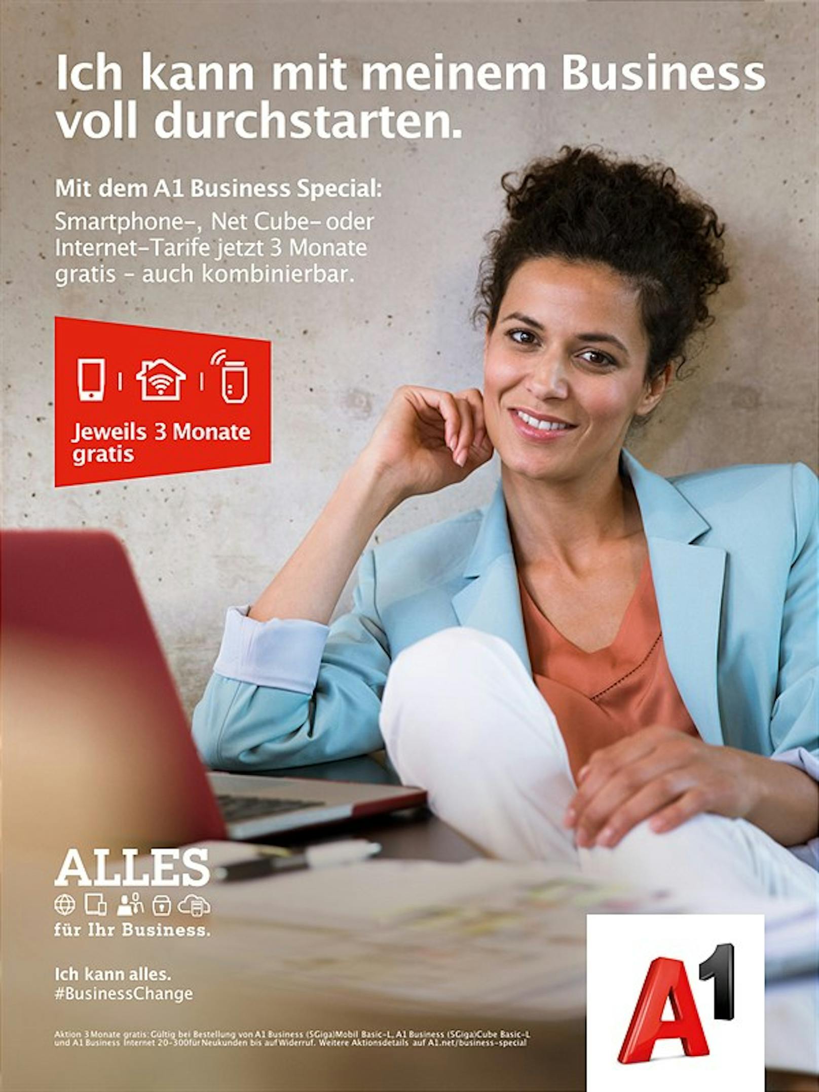 A1 Business Special: Smartphone, Net Cube- oder Internet-Tarife jetzt 3 Monate gratis.