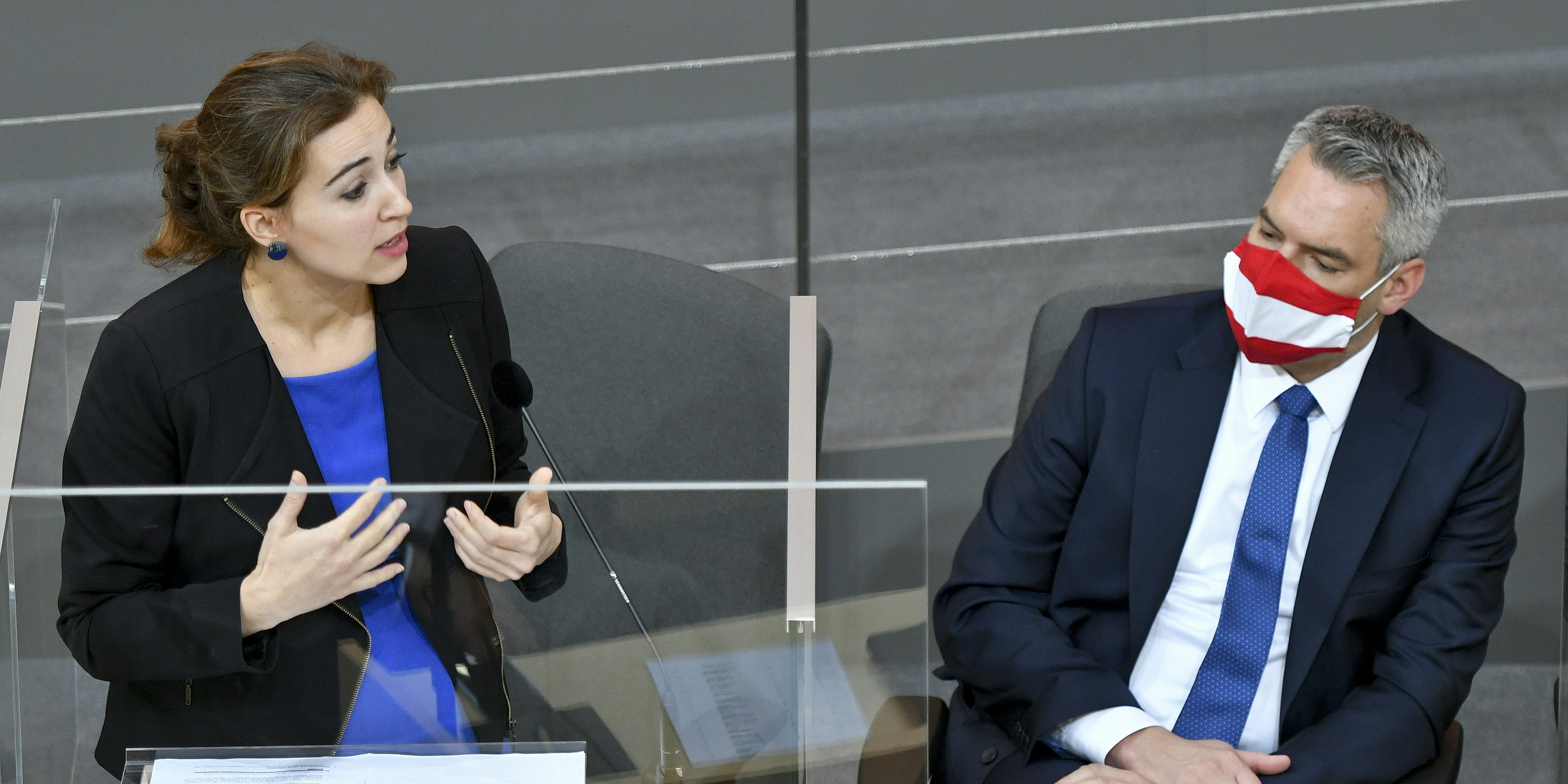 Alma Zadic und Karl Nehammer