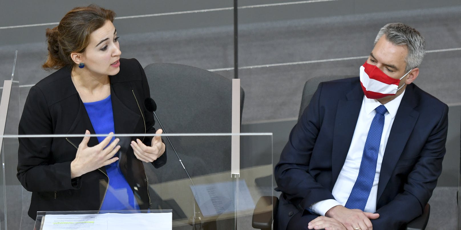Justizministerin Alma Zadić&nbsp;(Grüne) und Innenminister Karl Nehammer (ÖVP)