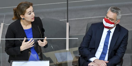 Justizministerin Alma Zadić (Grüne) und Innenminister Karl Nehammer (ÖVP)