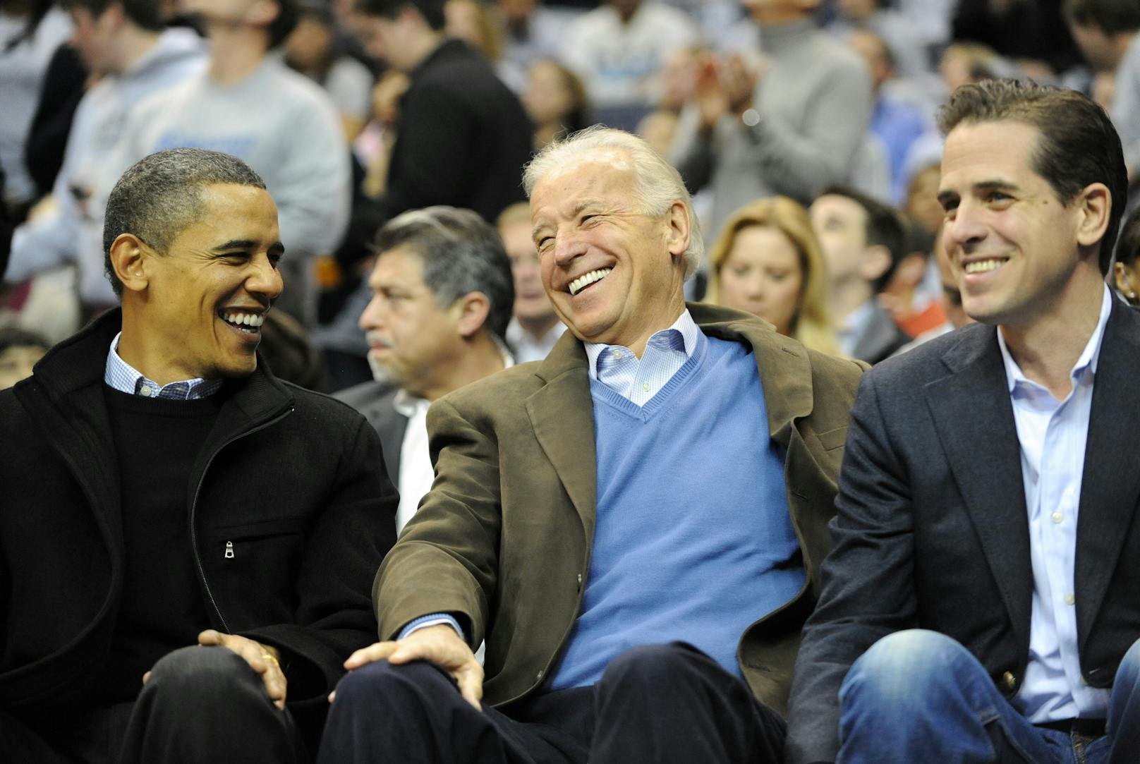 Mit Vorgänger Barack Obama (links) und Sohn Robert Hunter