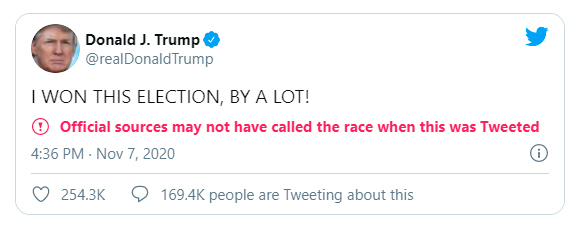 Trumps letzter Tweet bevor Biden von den US-Medien zum Wahlsieger erklärt wurde