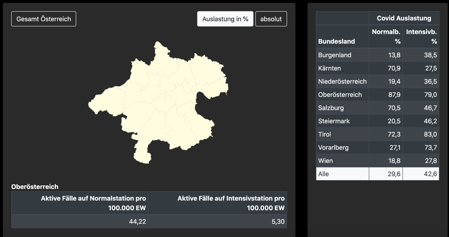 Fast 80 Prozent der Intensivbetten in OÖ sind derzeit belegt.