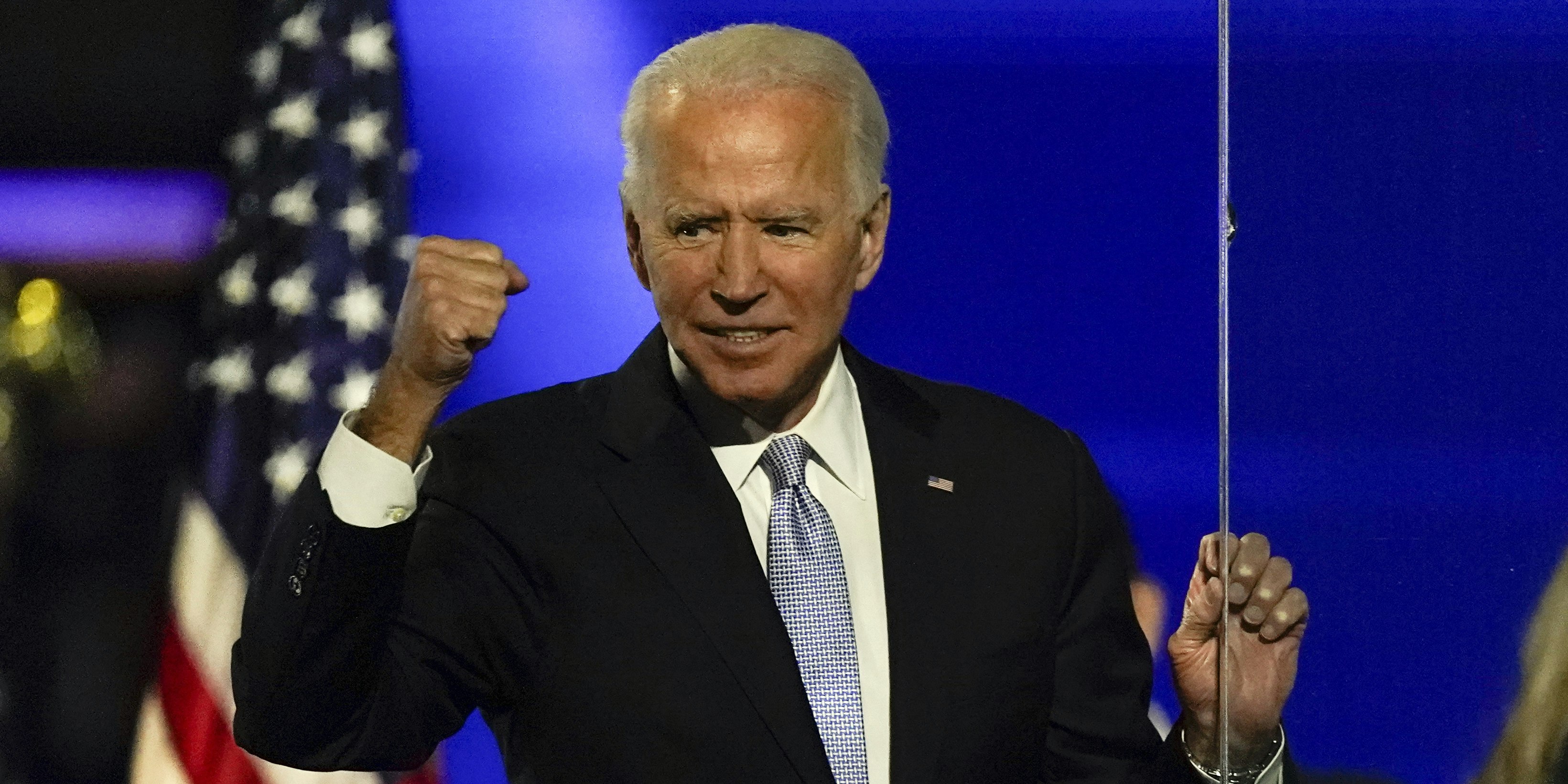"Die Menschen dieser Nation haben entschieden": Joe Biden hält am Samstagabend in Wilmington, Delaware eine Rede an die Nation.