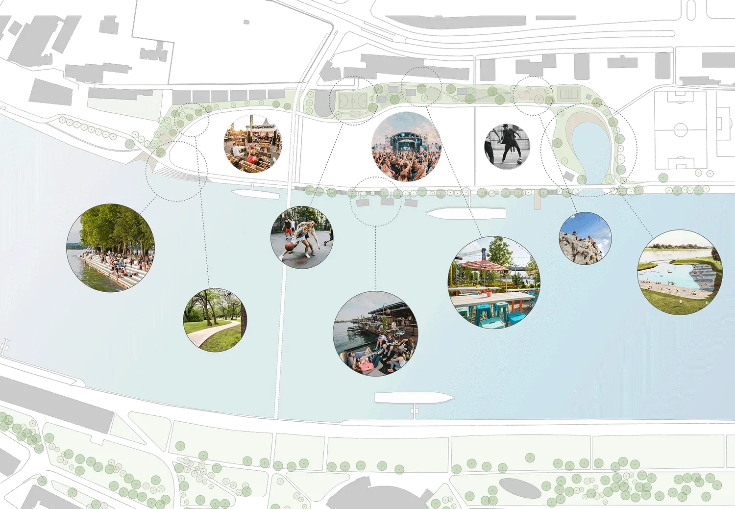 Die Insel soll ein grünes  Naherholungsgebiet mitten in der Stadt werden.