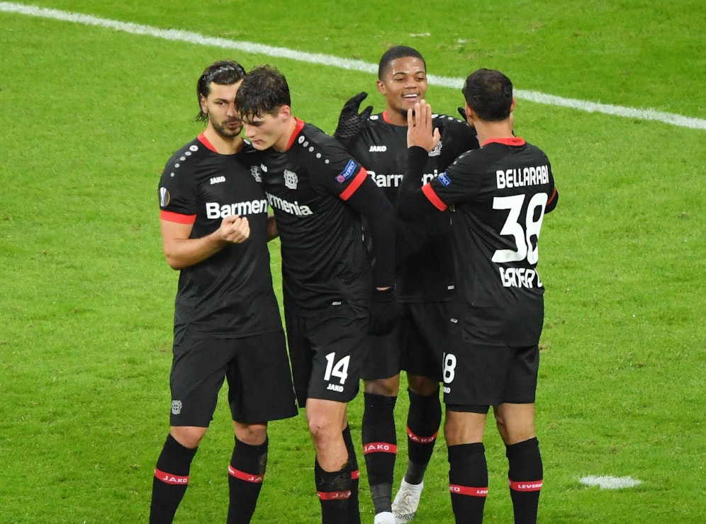 Jubel bei Bayer Leverkusen. 