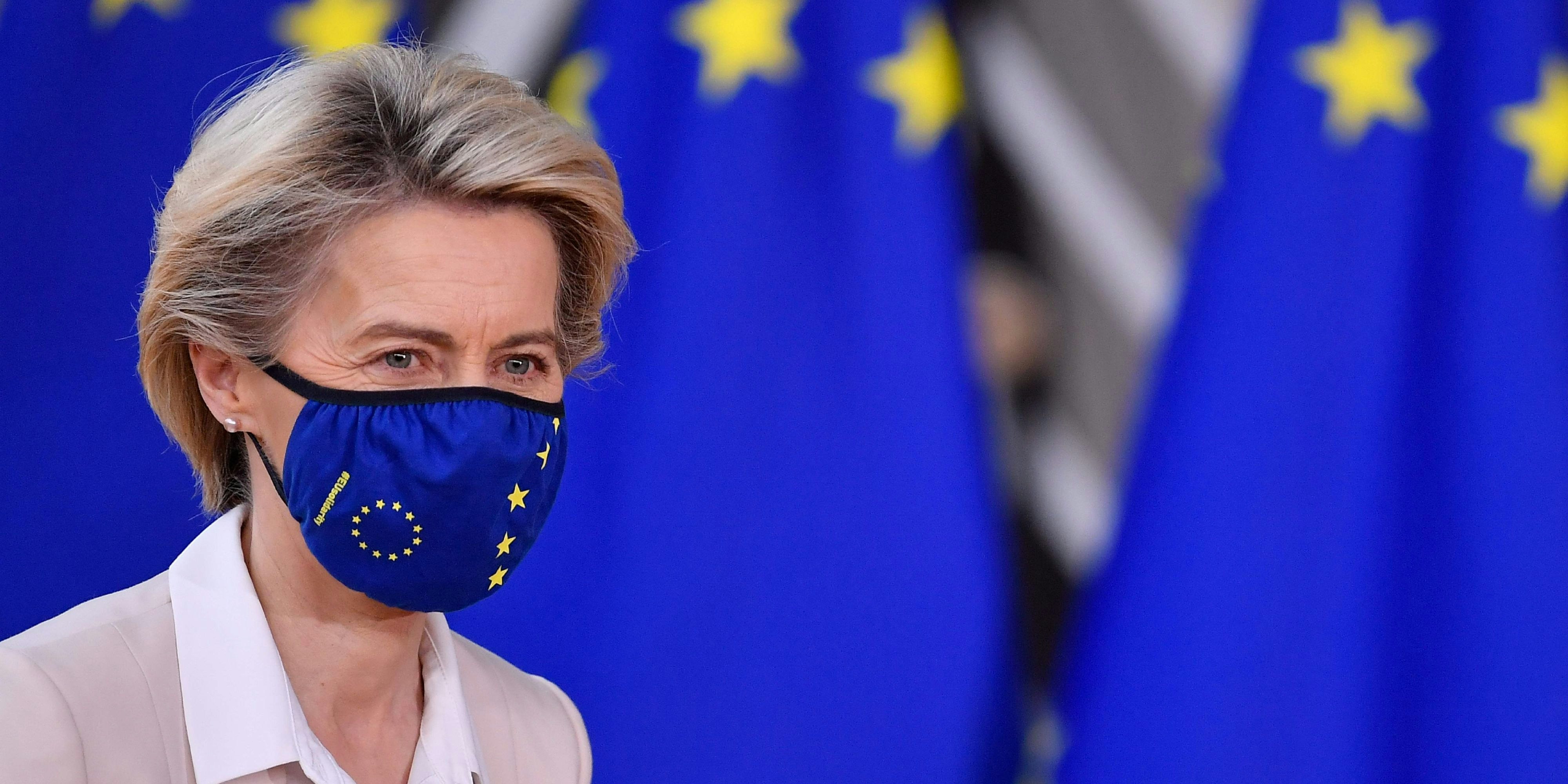 Ursula von der Leyen bei ihrer Ankunft im EU-Quartier in Brüssel