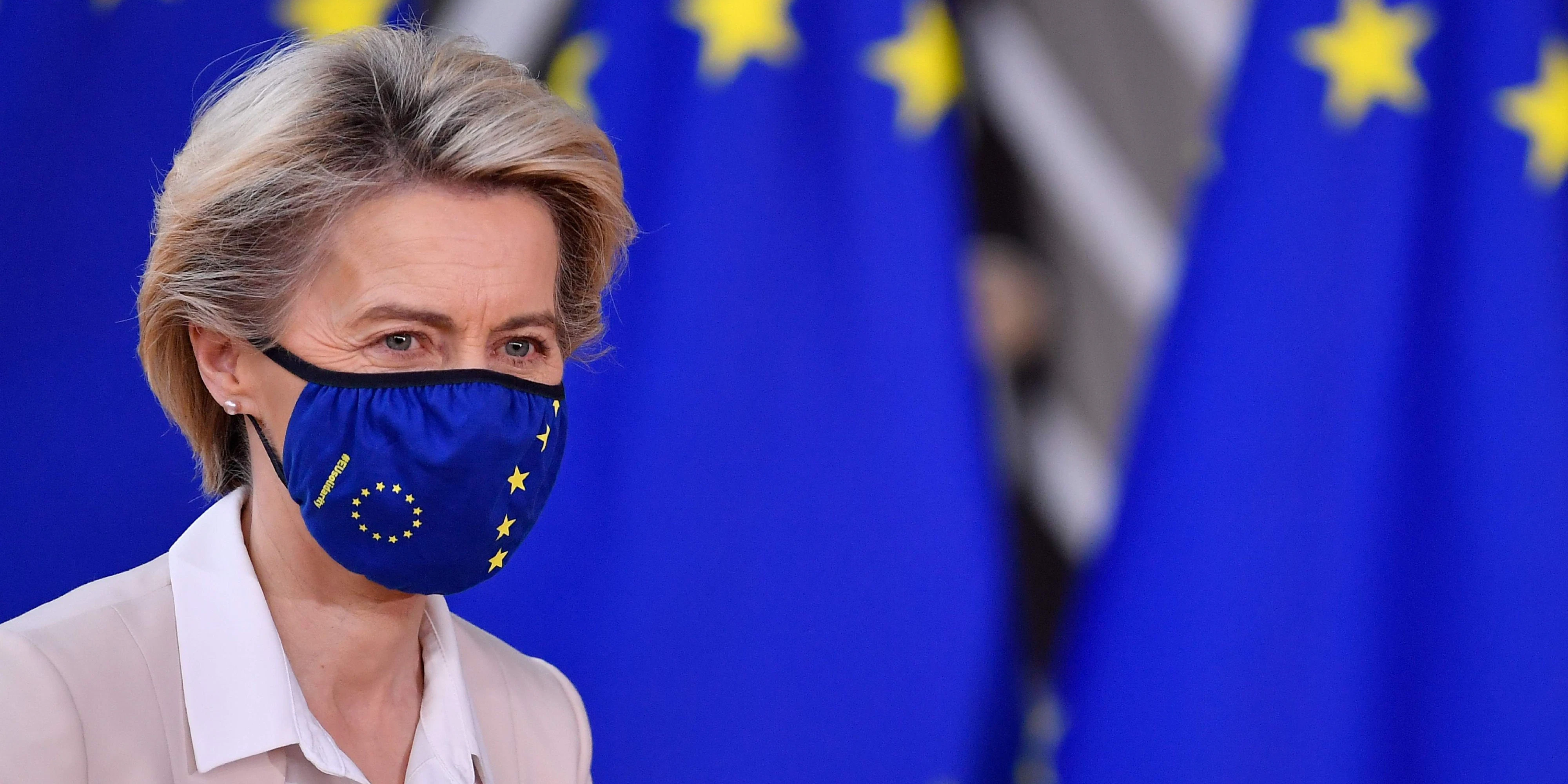 Ursula von der Leyen bei ihrer Ankunft im EU-Quartier in Brüssel