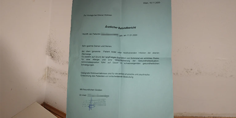 Wegen der Schimmelbelastung ist die Gesundheit des elf Monate alten Mädchens gefährdet