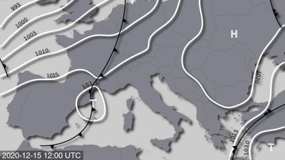 Die Großwetterlage über Europa am 15. Dezember 2020