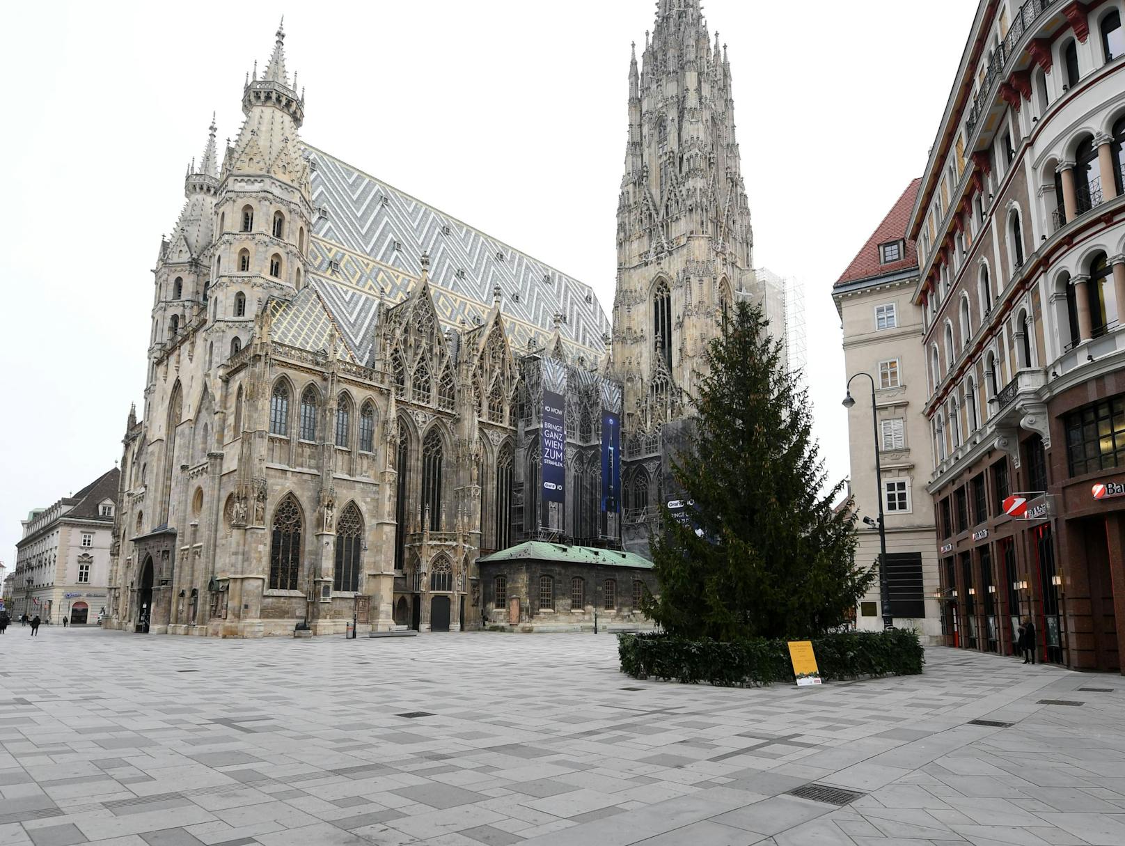 Der leere Stephansplatz in der Wiener Innenstadt während des zweiten Lockdowns am 19. November 2020