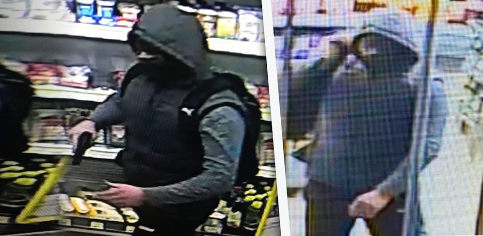 Diese Bilder des Tankstellen-Räubers veröffentlichte die Polizei am Montag.