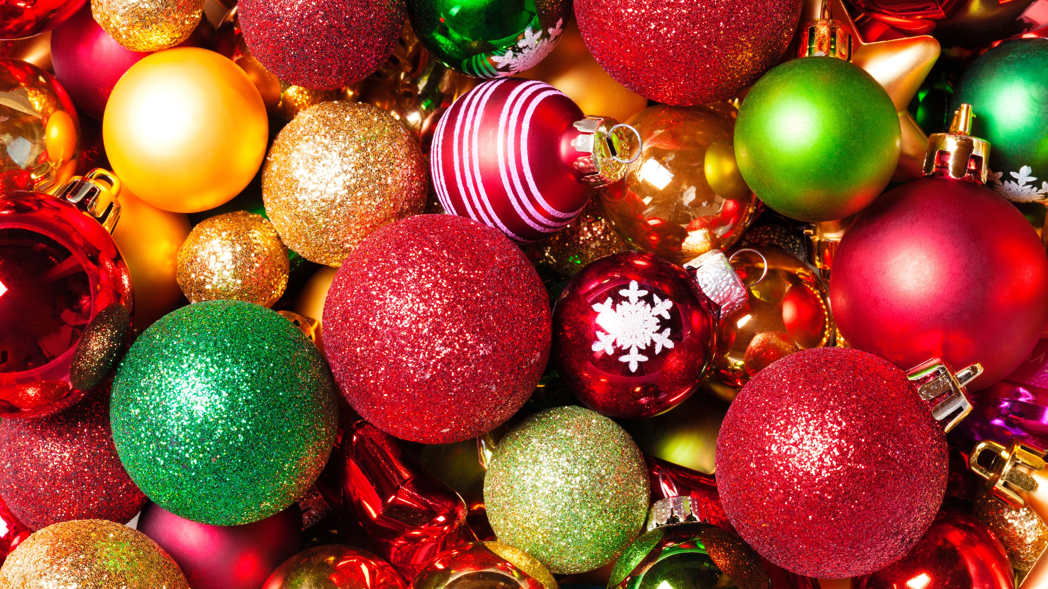 Christmas baubles closeup background