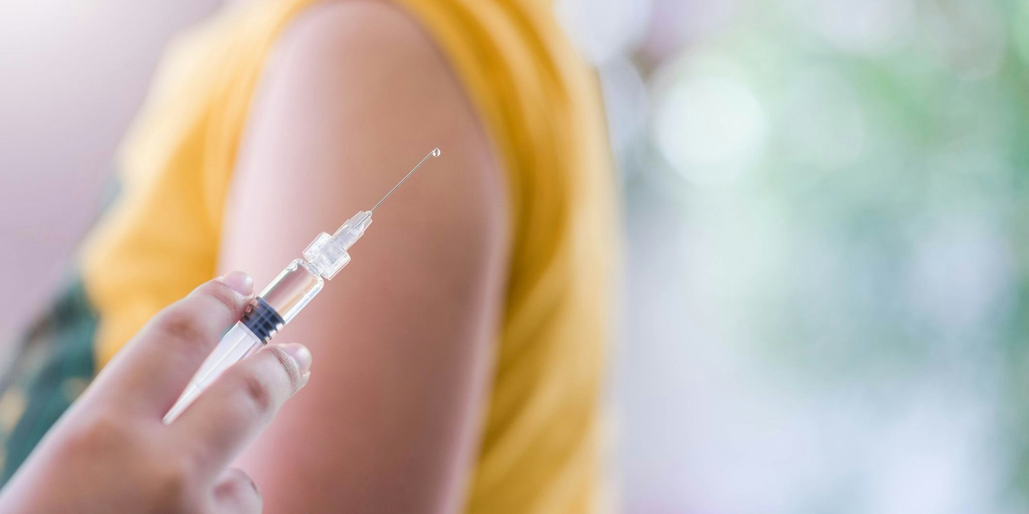 Closeup of doctor hand are vaccinations to patients using the syringe.Medical concept