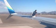 Kurz vor dem Start: Mann tanzt auf Boeing-Tragfläche