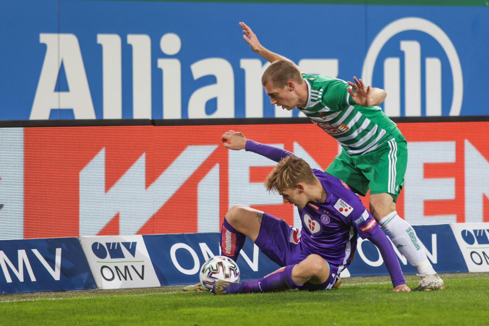 Nur in der Liga kam die Austria weiter nicht vom Fleck. Im Derby gegen Rapid rettete man zumindest ein 1:1 und einen Punkt.