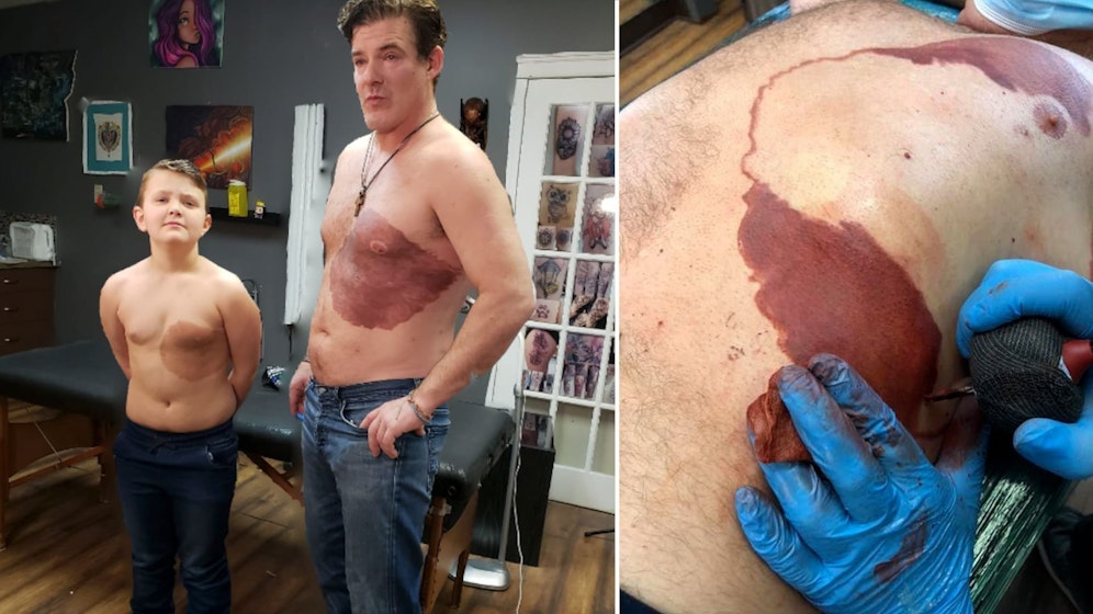 Dank Tattoo nun im Partnerlook: Derek und sein Papa