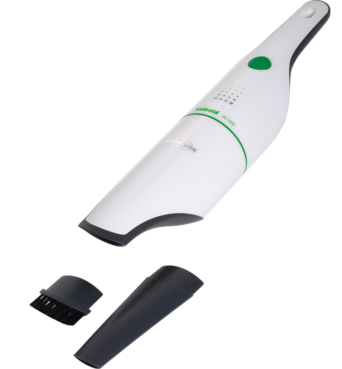 Das Set beinhaltet eine schlanke Aufsteckdüse und einen Borstenaufsatz.