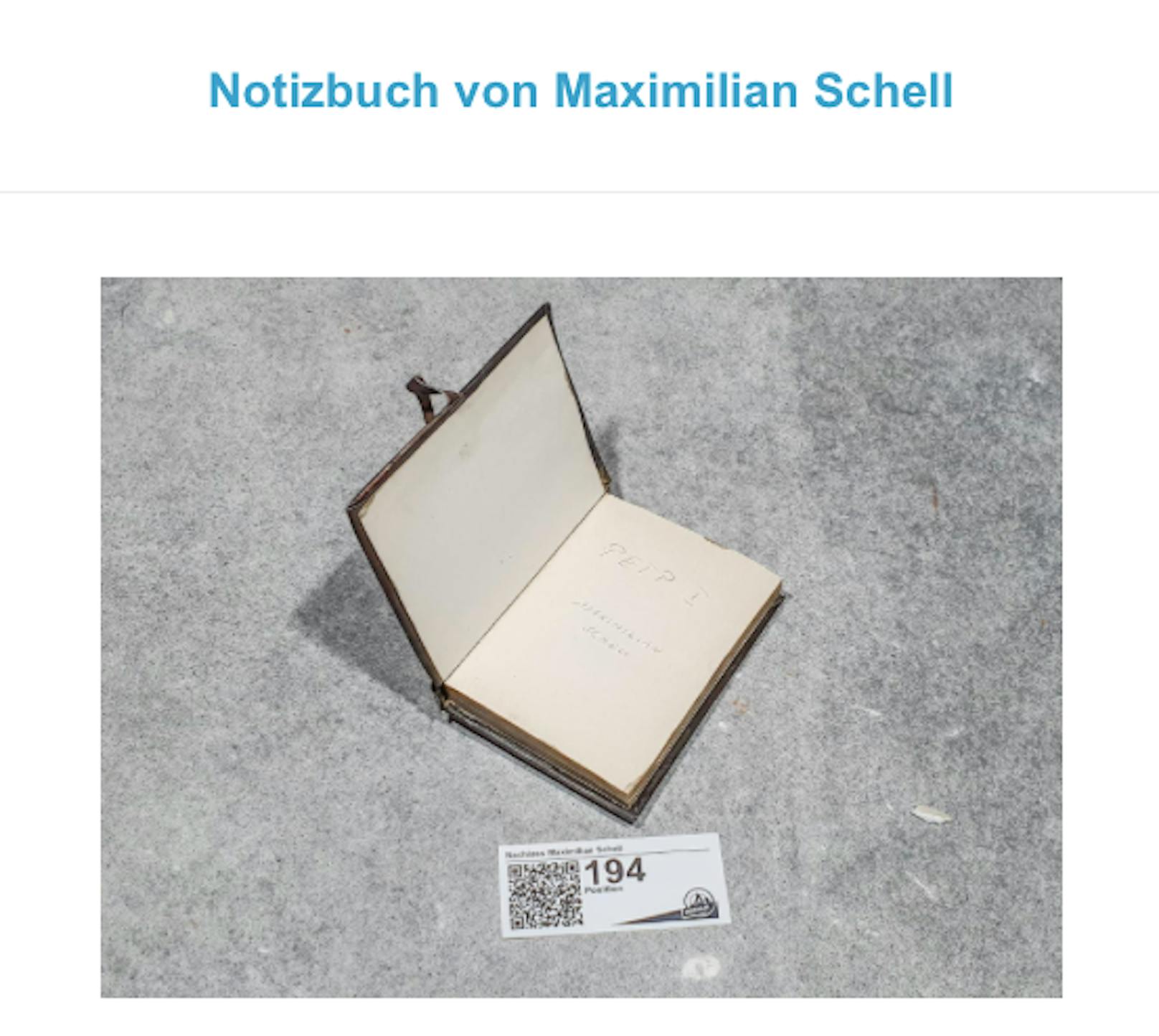 Notizbuch von Maximilian Schell