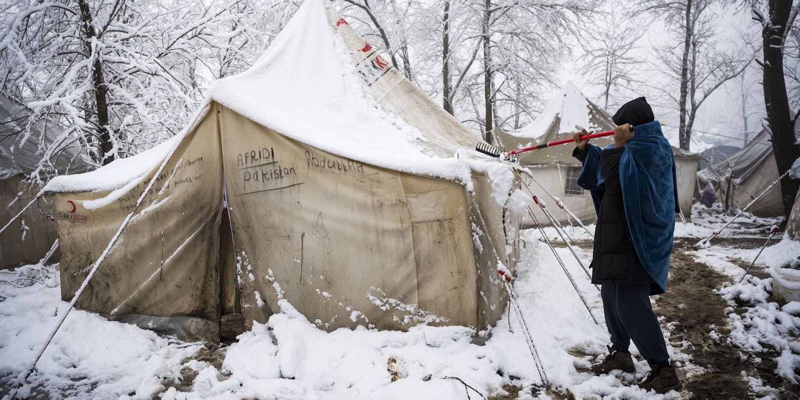 Eines der besseren Zelte im Camp von Vučjak, Bosnien