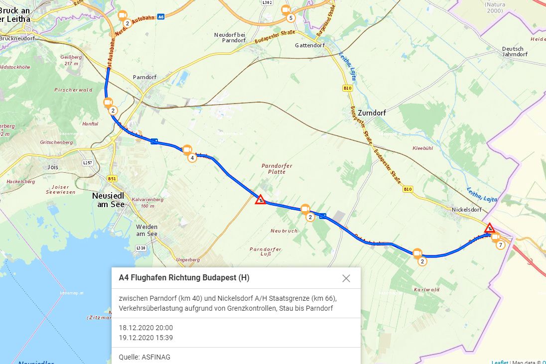 A4: Am Samstagnachmittag staute es von der Grenze bis nach Parndorf zurück