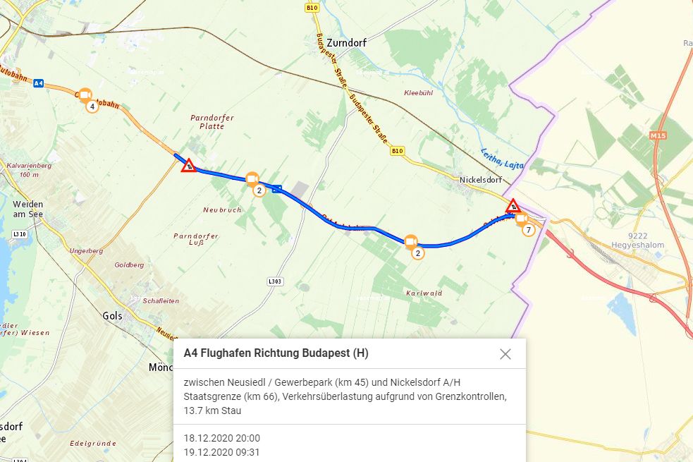 Riesiger Stau auf der A4 am Samstagvormittag (19. Dezember 2020)