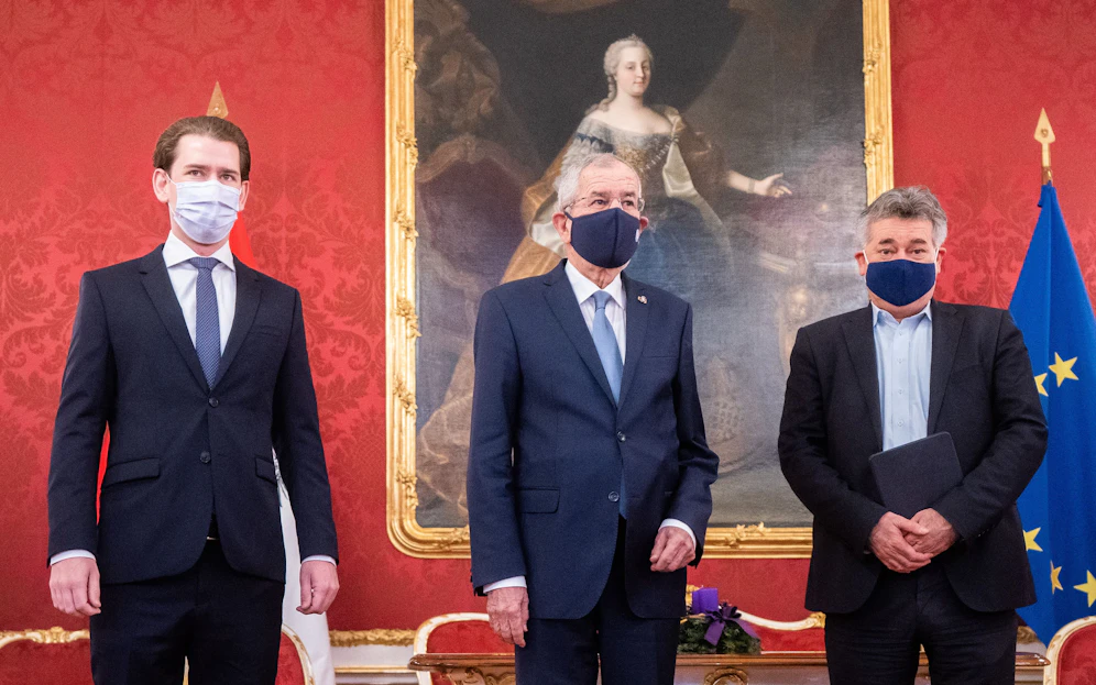 Sebastian Kurz und Werner Kogler zu Gast bei Alexander Van der Bellen.