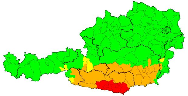 Warnstufe Rot wegen massiver Neuschneemengen im Süden (2.12.2020)
