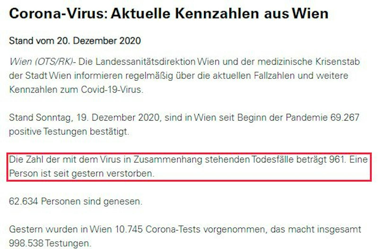 Seit Sonntag, 20. Dezember, geizt die Stadt Wien aber mit den entsprechenden Details.
