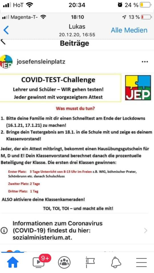 Wer nach dem Lockdown einen Coronatest macht, kriegt Hausübungsgutscheine.