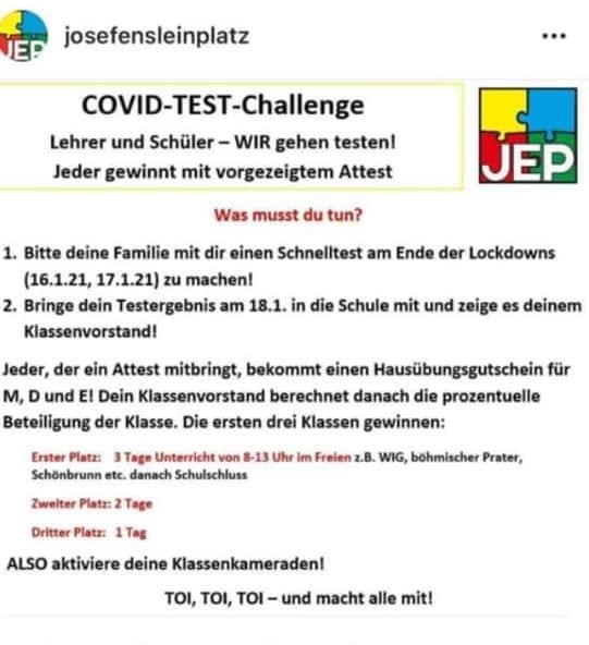Wer nach dem Lockdown einen Coronatest macht, kriegt Hausübungsgutscheine.