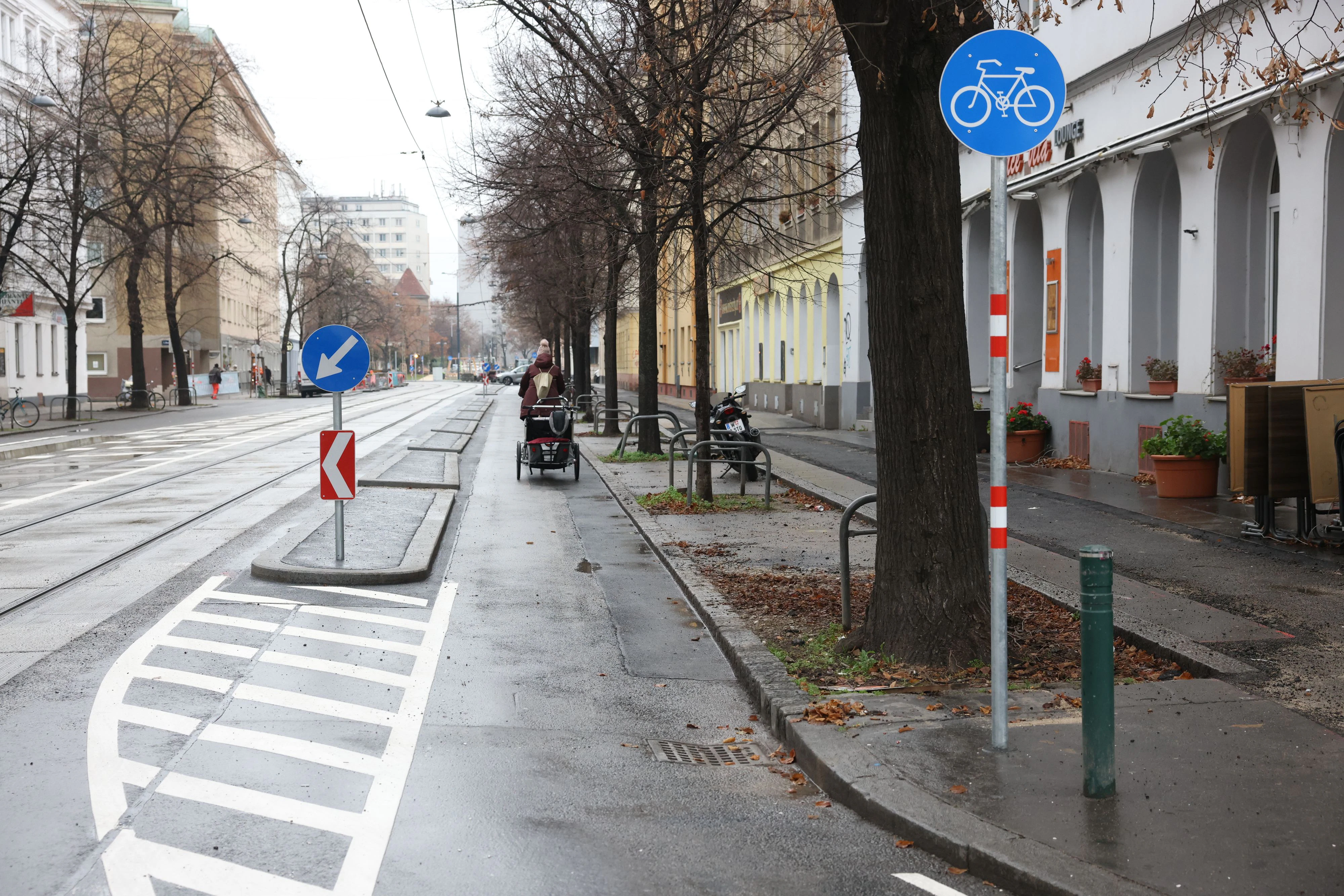 Am Tabor wurde Wiens erste Protected Bike Lane errichtet.
