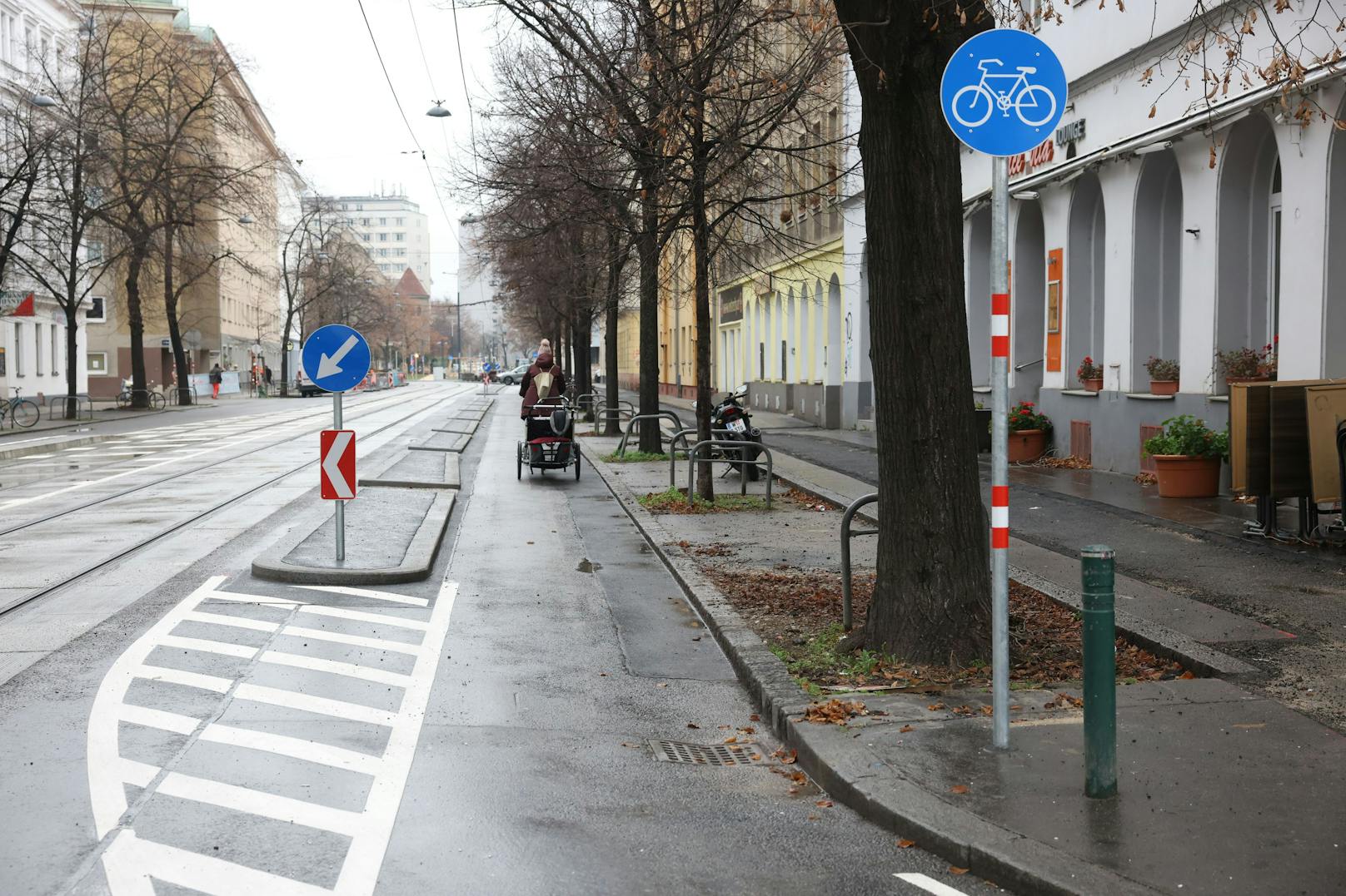 Am Tabor wurde Wiens erste Protected Bike Lane errichtet.