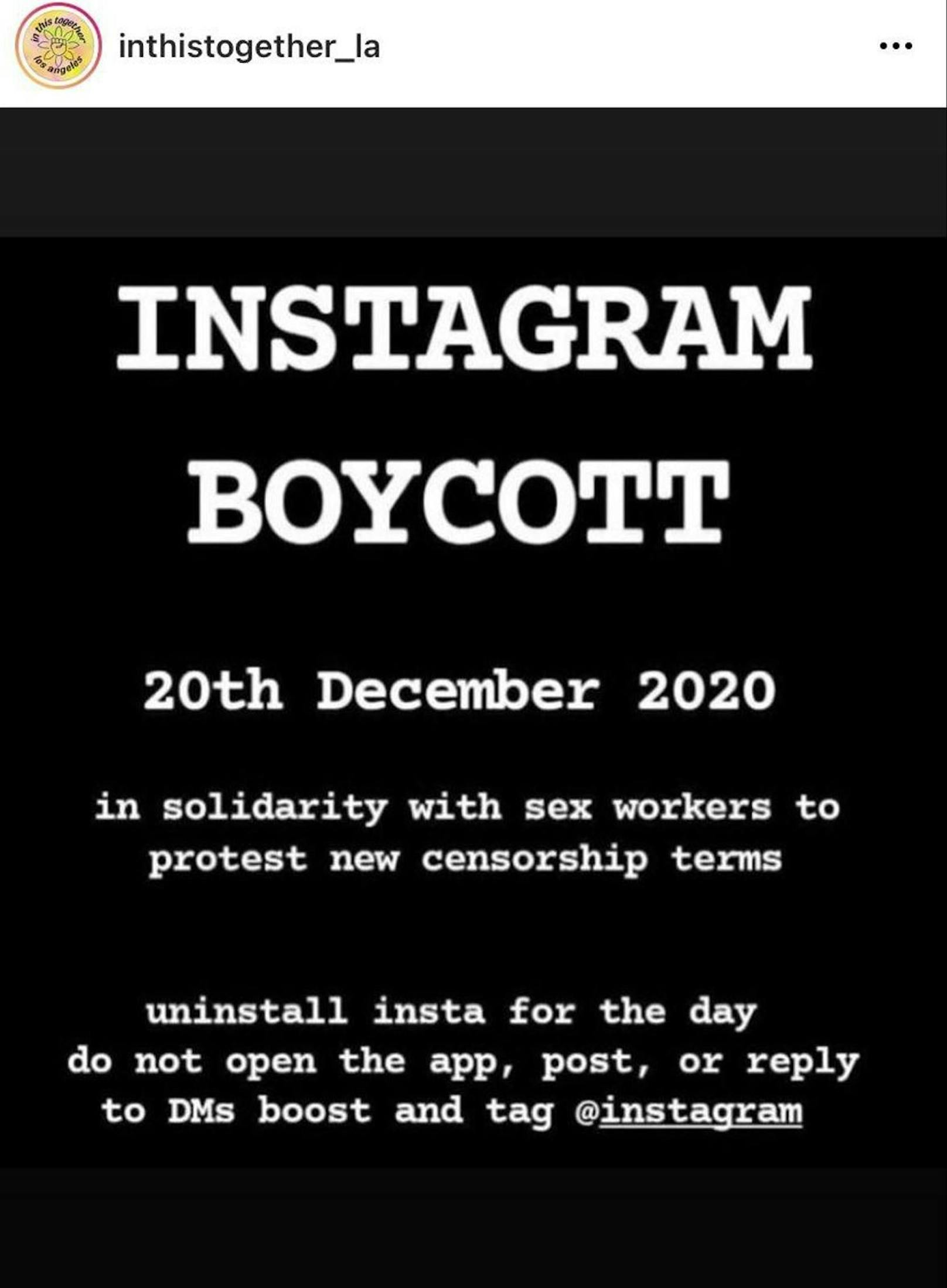 … zum Instagram-Boykott aufgerufen.