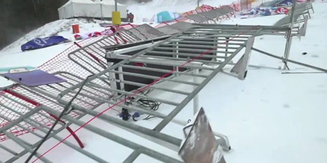 Der Sturm verbläst das Zielgelände am Semmering.