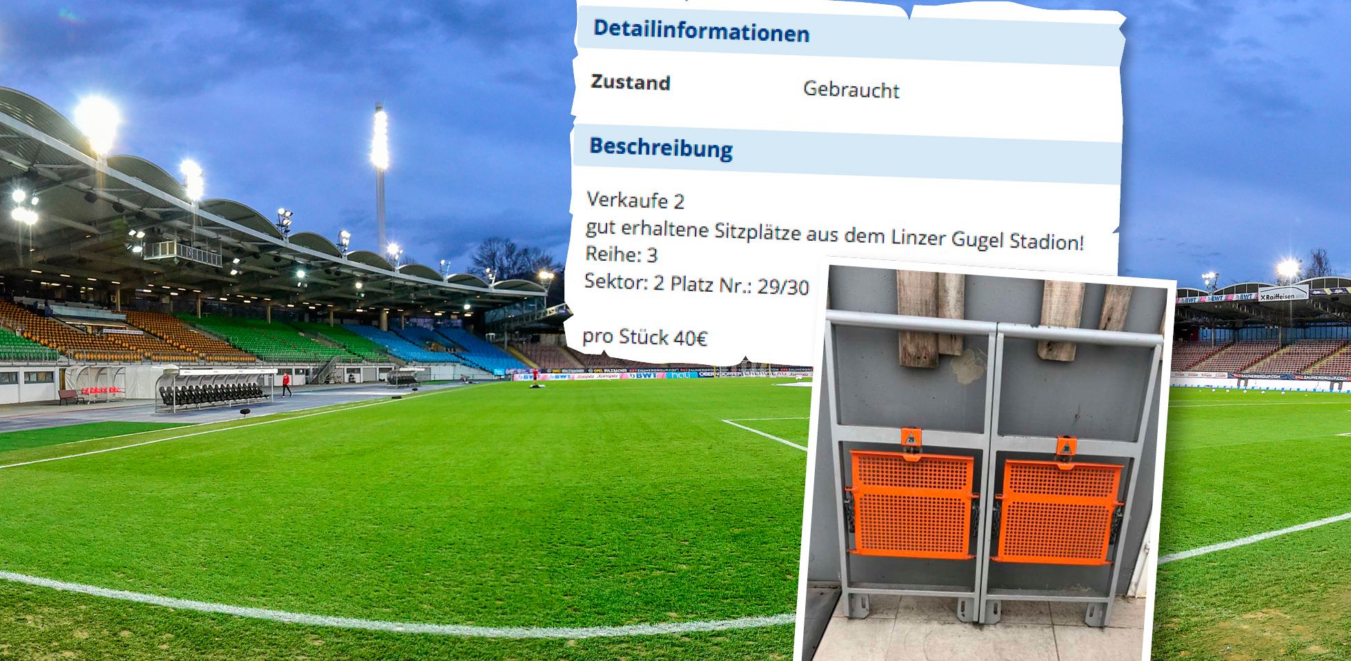 Auf "willhaben.at" werden schon die ersten LASK-Sitze teurer verkauft