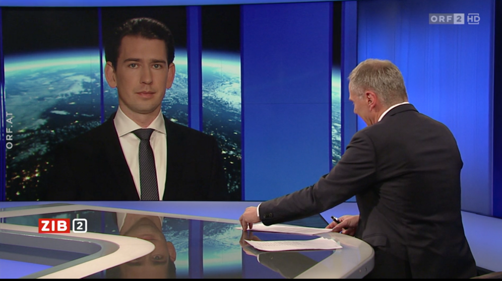 Sebastian Kurz bei Armin Wolf in der ZIB 2.
