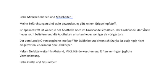 Schreiben der Ärztin aus dem Bezirk Krems