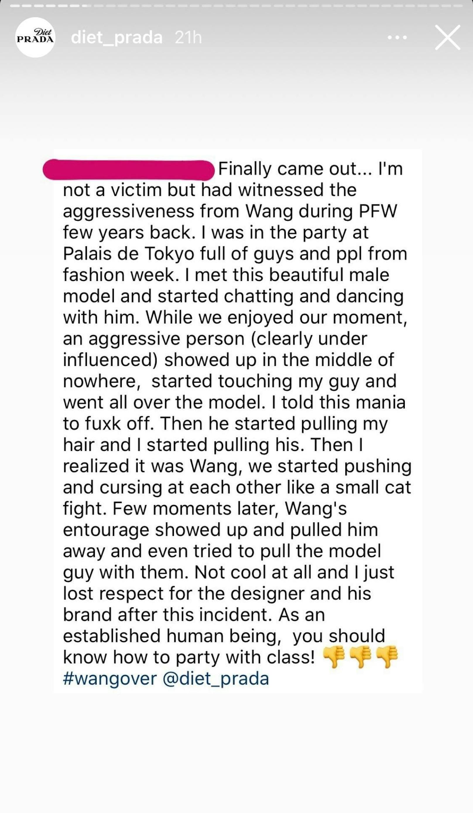Der bekannte und modekritische Account "Diet Prada" veröffentlichte Nachrichten von Personen, die von Modedesigner Alexander Wang belästigt worden sein sollen.