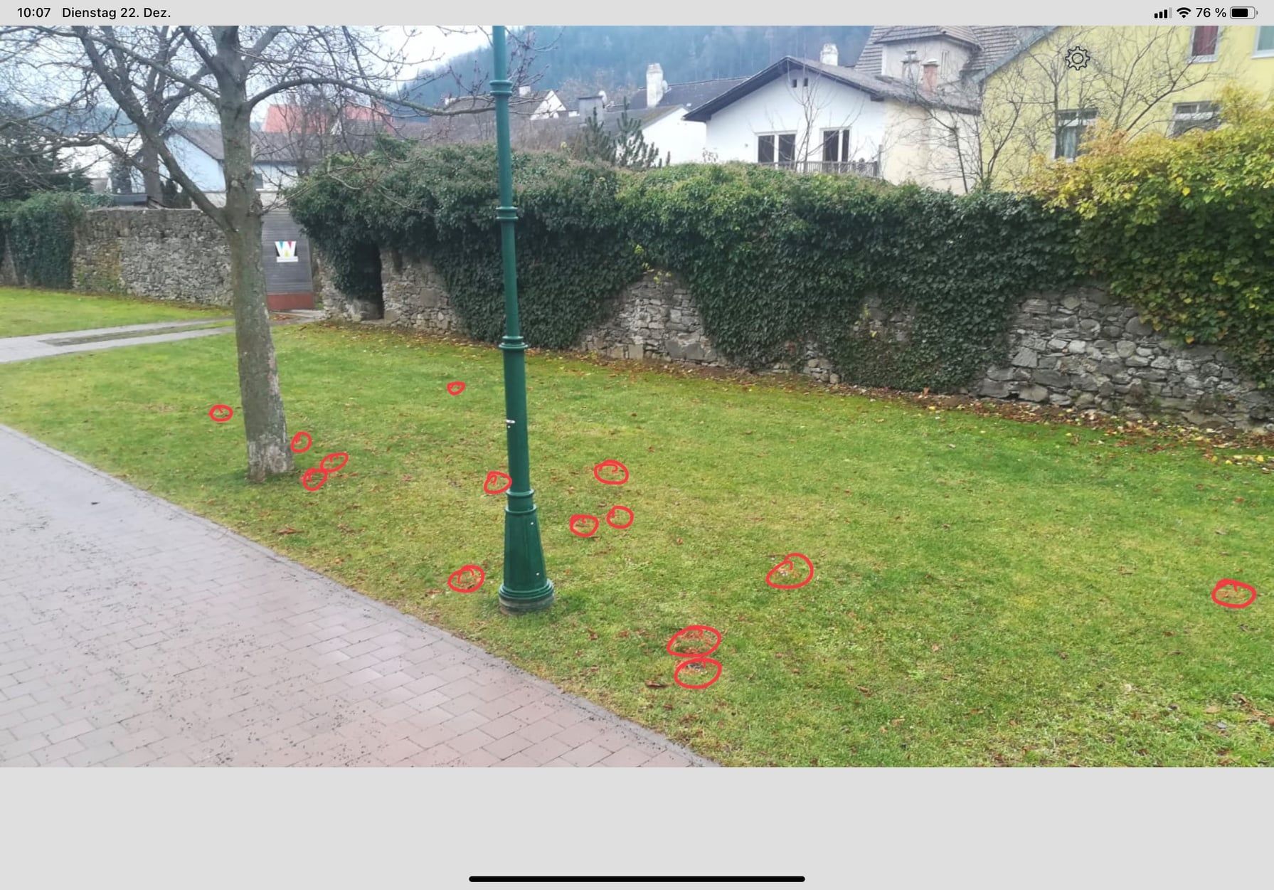 Die roten Kreise weisen auf Hundstrümmerl hin.