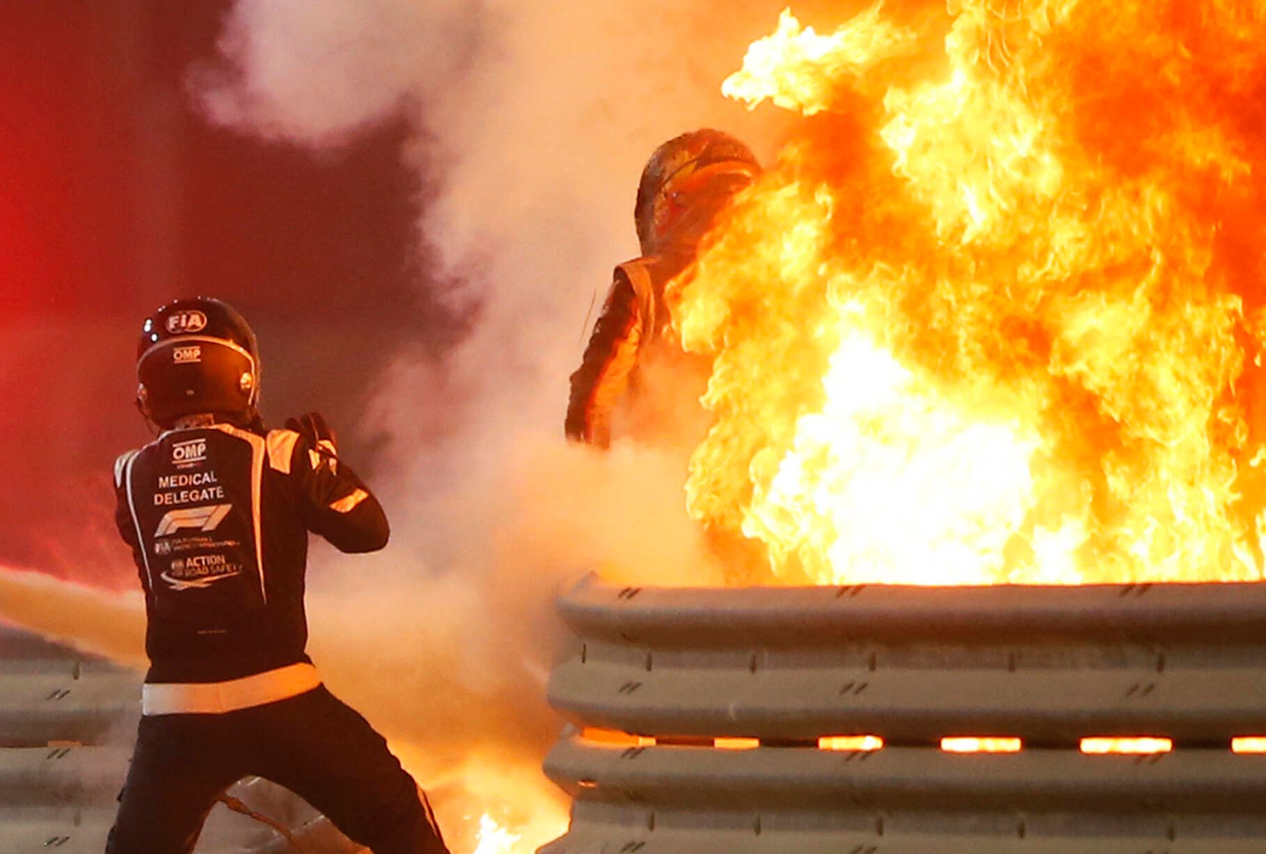 Der Feuer-Unfall von Romain Grosjean. 