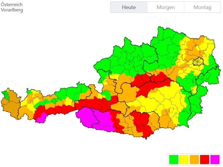In einigen Regionen gilt am Samstag sogar Alarmstufe lila!