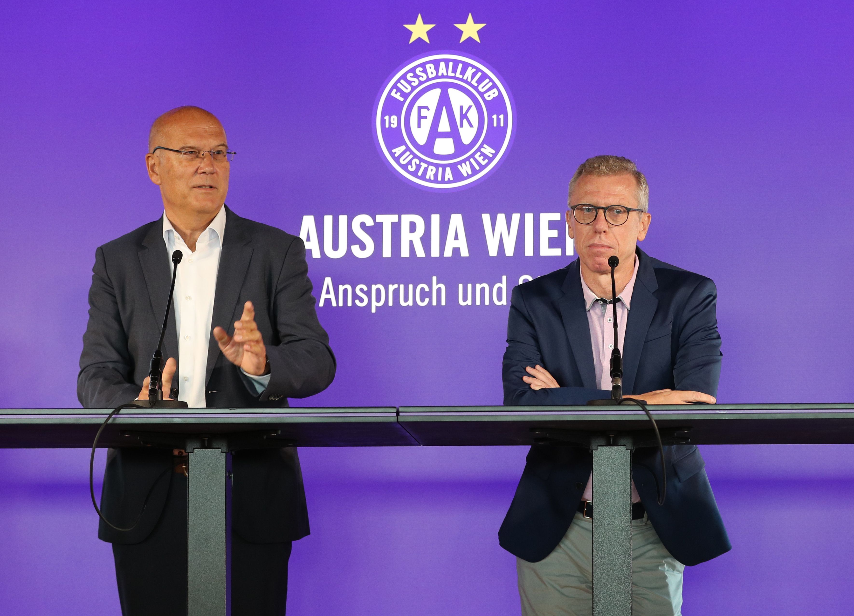 Frank Hensel (l.) und Peter Stöger