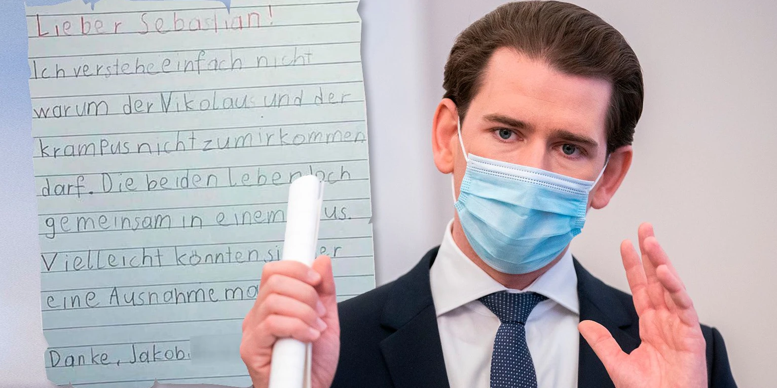 Ein Siebenjähriger schrieb Sebastian Kurz (VP) einen Brief.