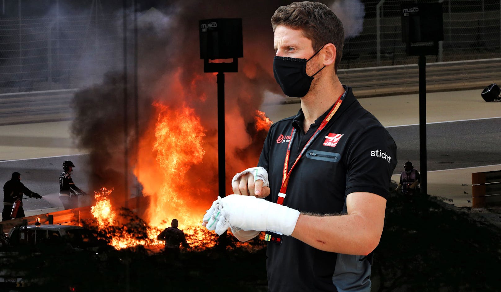 Romain Grosjean wurde wie durch ein Wunder nur leicht verletzt.