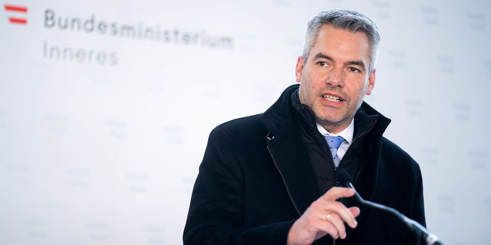 Innenminister Karl Nehammer (ÖVP) am 4. Dezember im Rahmen einer Pressekonferenz