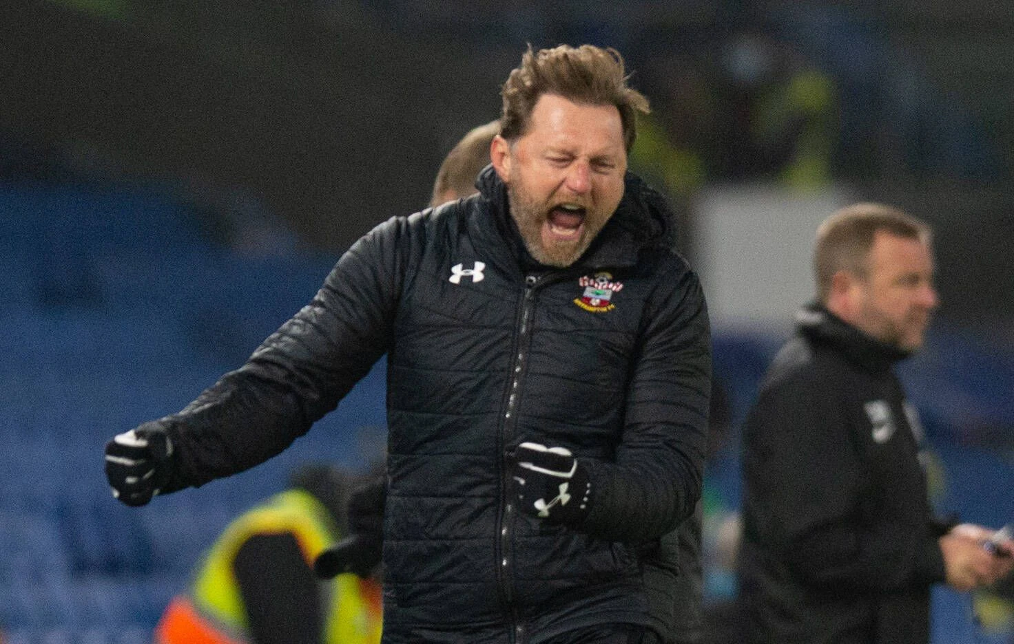 Ralph Hasenhüttl jubelt über den Sieg in Brighton.