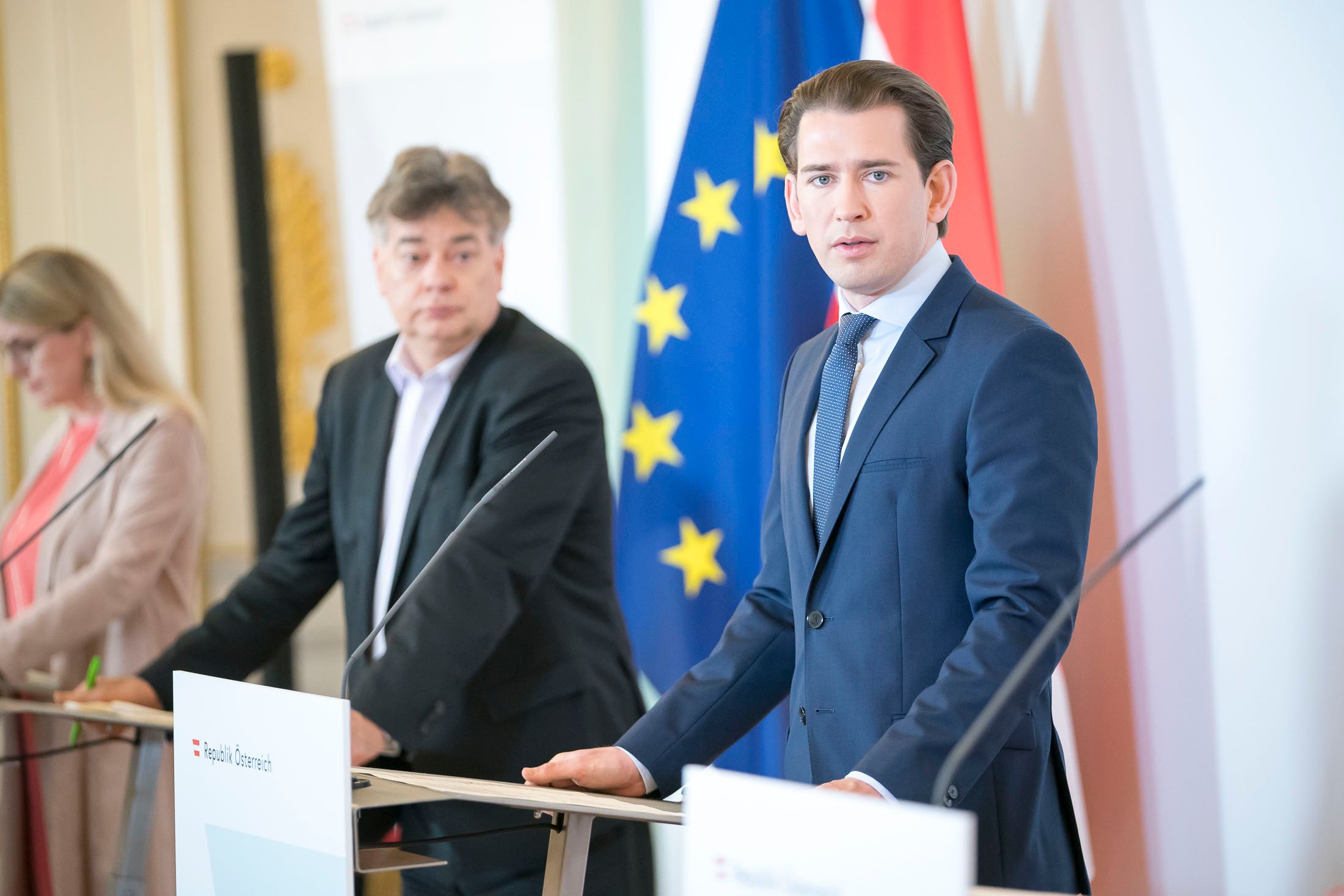 Vizekanzler Werner Kogler und Kanzler Sebastian Kurz. 
