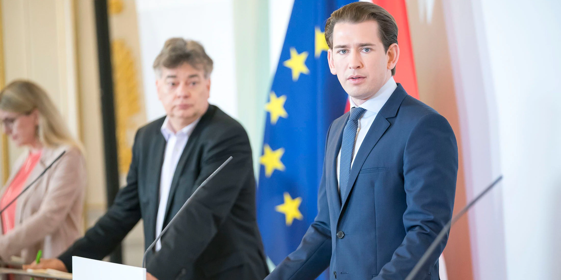 Vizekanzler Werner Kogler und Kanzler Sebastian Kurz. 