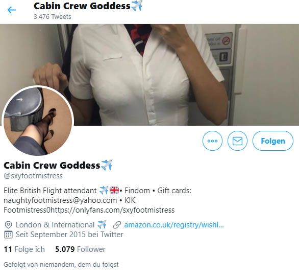 Twitter-Account einer Flugbegleiterin von British Airways